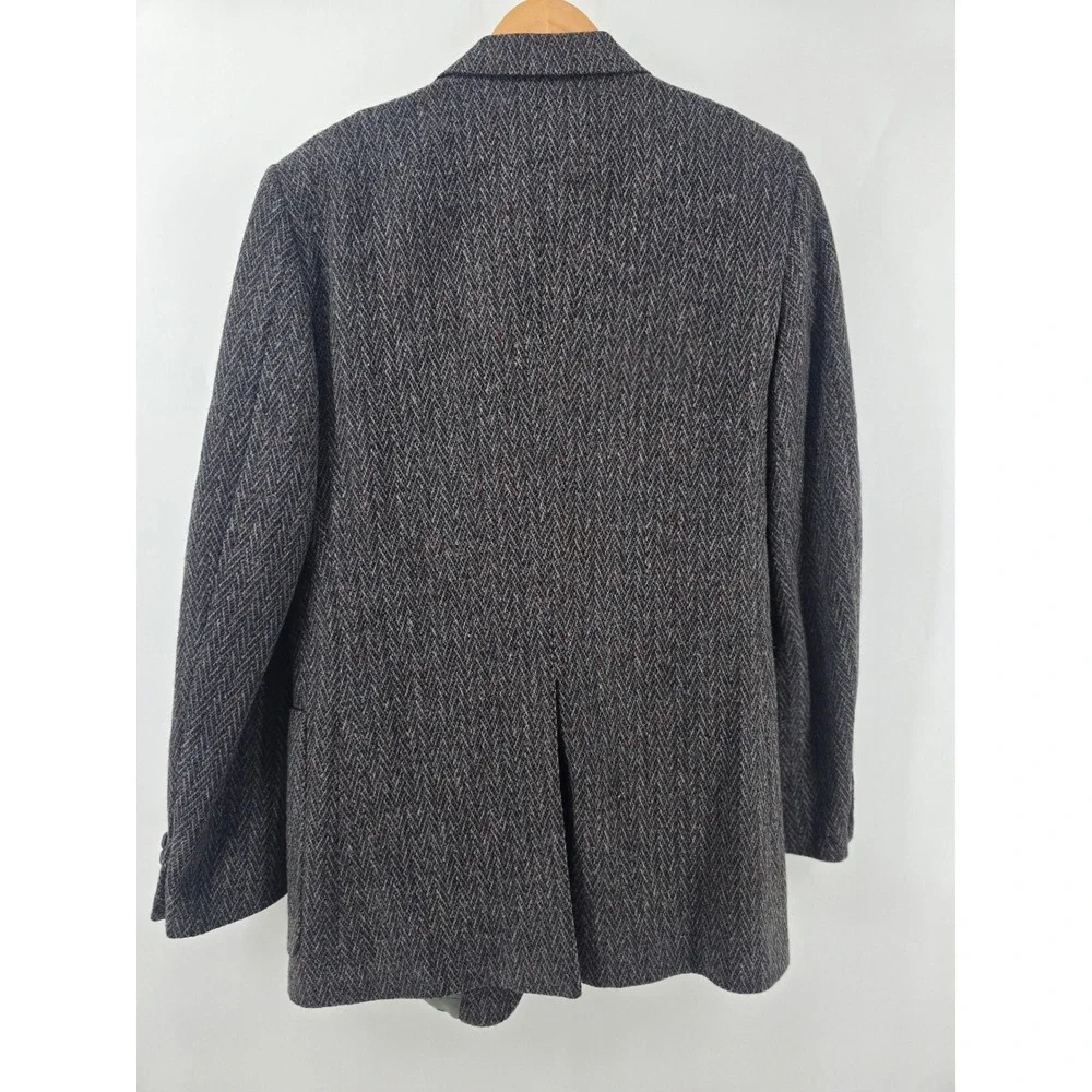 Roger King Wool Sport Coat Mens 40R Herringbone Tweed Gray Blazer EUC
